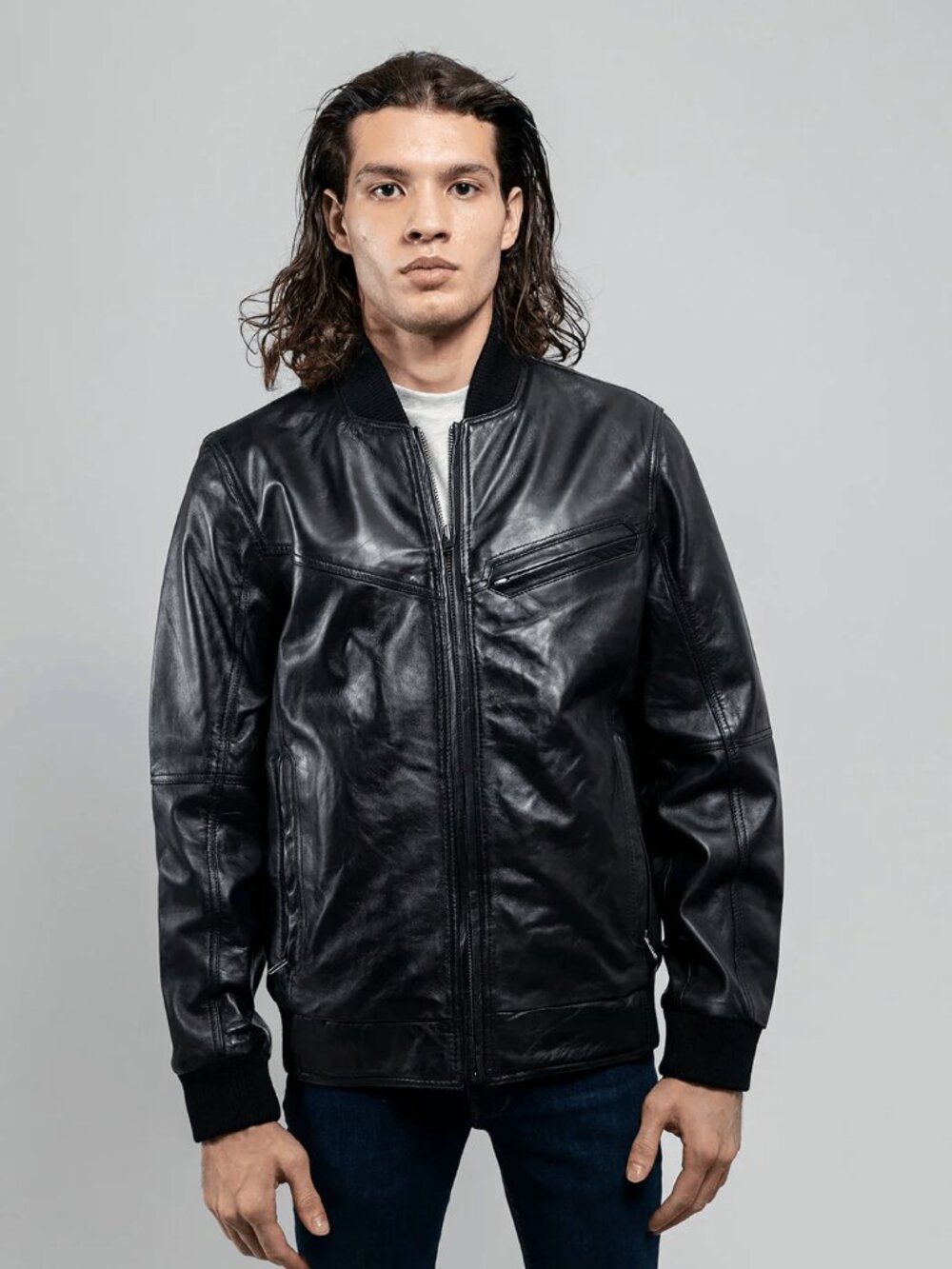 Aviator Rock Mens Bomber Leather Jacket
